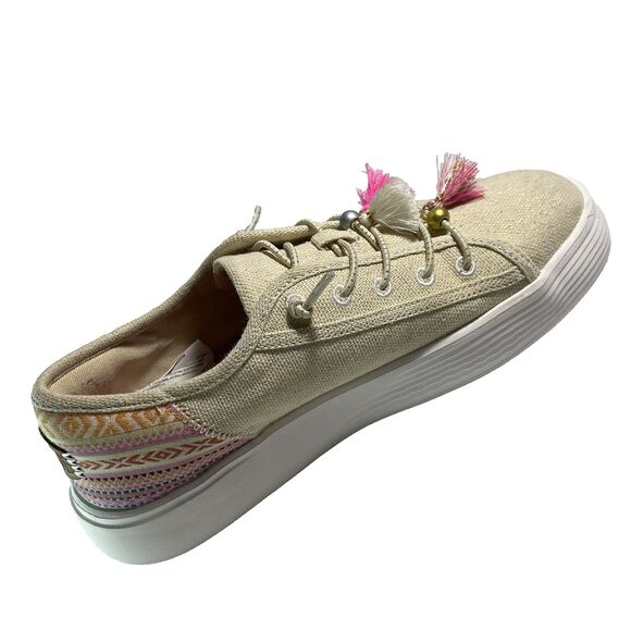 Hey Dude Womens Cody Boho Natural size 8 festival shoes w beaded feather accents - Picture 10 of 16